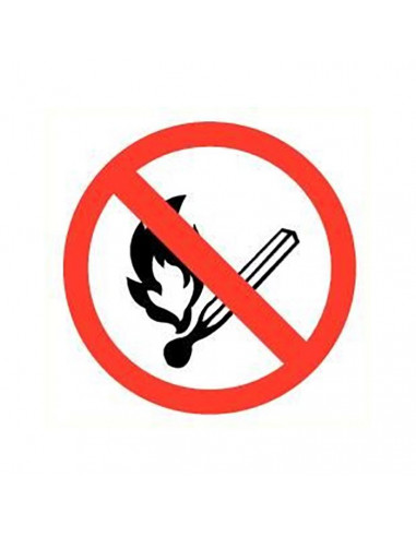 Placa dura prohibida para fuego abierto de alrededor de 20 cm.