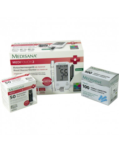 Medisana MediTouch2 Medidor de Glicose no Sangue Pacote Inicial Plus