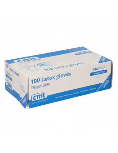 Латексные перчатки без пудры белые 100 шт. (CMT)