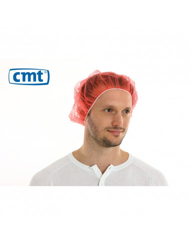 CMT PP non woven haarnet, rood, 50cm bouffant cap 1000st