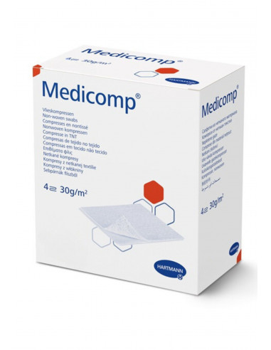 MEDICOMP Compressa de gaze estéril 4 camadas 7,5 x 7,5 cm 50 peças