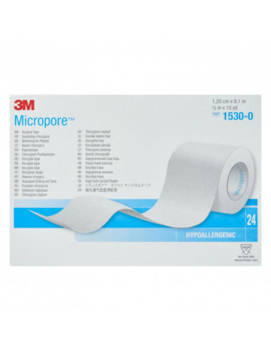 Apósito adhesivo 3M Micropore 1,3 cm x 9,1 m 24 piezas