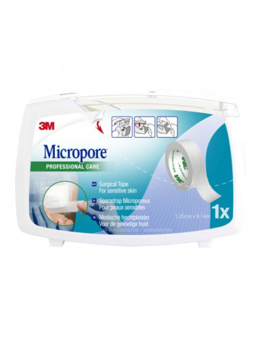 Pansement adhésif 3M Micropore 1,25 cm x 9,1 m 1 rouleau