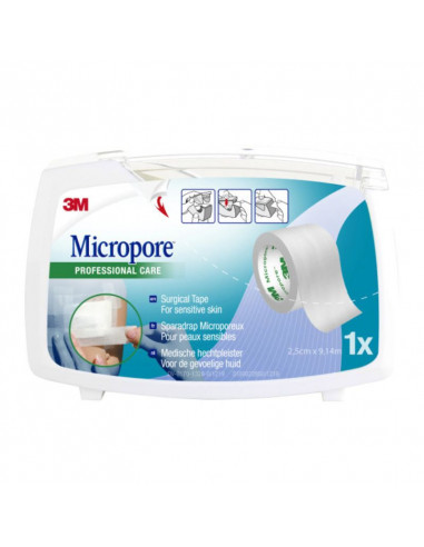 3M Apósito Adhesivo Microporo 2,5 x 9,1 m 1 rollo