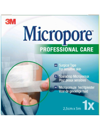 3M Apósito adhesivo Micropore 2,5 cm x 5 m 6 piezas