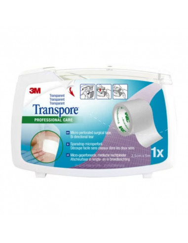 3M Transpore -kiilaasti 2,5 cm x 9,1 m 1 rulla