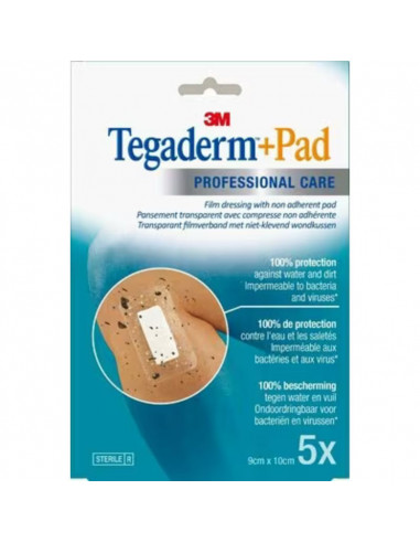 3M Tegaderm + Pad curativo transparente 9 x 10 cm 5 peças