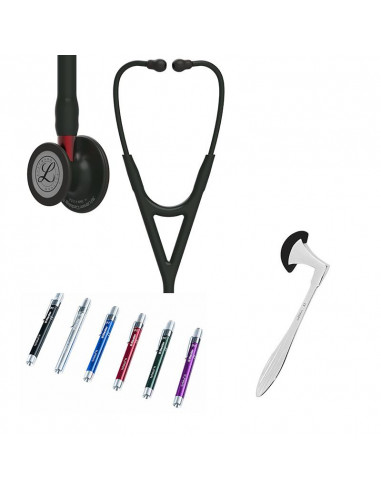 Pavillon Littmann Cardiology IV Student Box 6200 avec finition noire, tube, tige et casque noirs