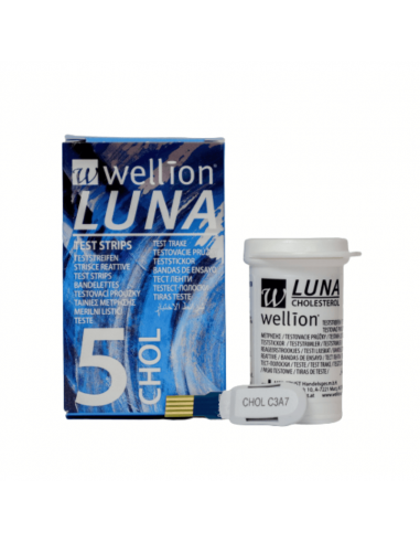 Wellion Luna tiras de prueba de colesterol 5 piezas