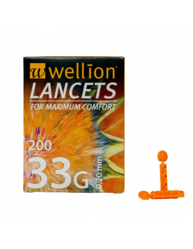 Lancetas Wellion 33G 200 peças