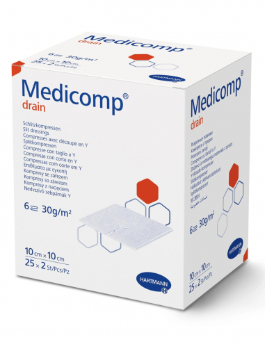 Medicomp Drainkompres 10 x 10 cm 50 stuks