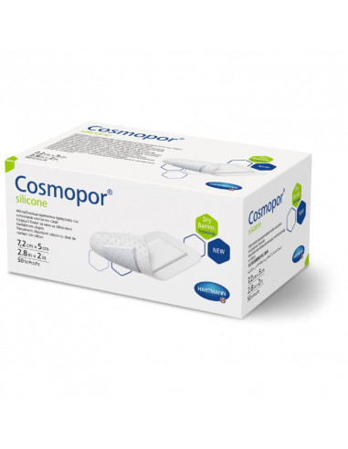 Cosmopor Silicone eilandpleister wondverband steriel 7,2 x 5 cm 50 stuks