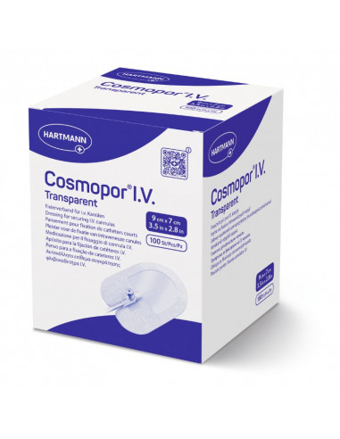 Emplastros de infusão transparentes Cosmopor IV 9 x 7 cm 100 peças