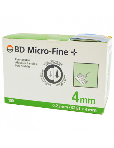 BD Microfine+ 4 mm tenkostenné ihly do pera, 100 kusov