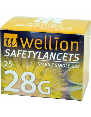 Wellion 28G Sikkerhedslancetter 25 stk