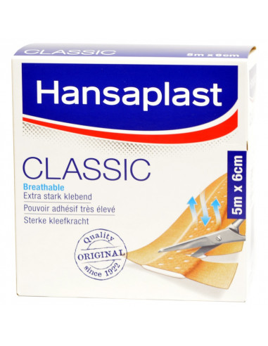 Hansaplast Pleister rol Classic 5 m x 6 cm - www.ehbo-centrum.nl