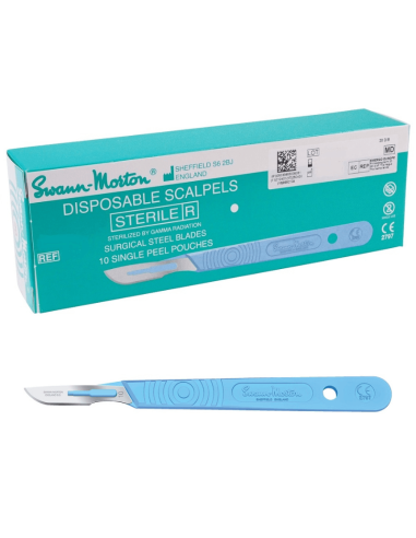 Swann Morton nro 10 skalpelli, steriili, sis. kahva 10 kpl
