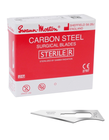 Swann Morton Carbon nr. 26 sterile klinger 100 stk.
