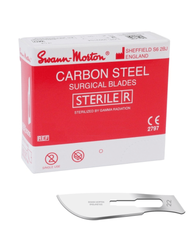 Swann Morton Carbon Nr. 22 steriele mesjes 100 stuks