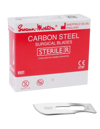 Ostrza sterylne Swann Morton Carbon No. 21 100 sztuk