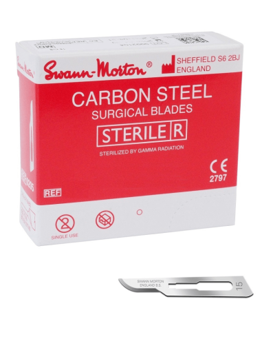Lames stériles Swann Morton Carbon n° 15, 100 pièces