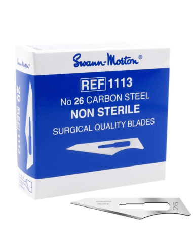 Lâminas não estéreis Swann Morton Carbon No. 26 100 peças