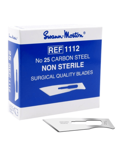 Lâminas não estéreis Swann Morton Carbon No. 25 100 peças