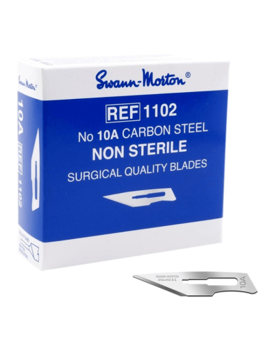 Cuchillas no estériles Swann Morton Carbon No. 10A, 100 piezas