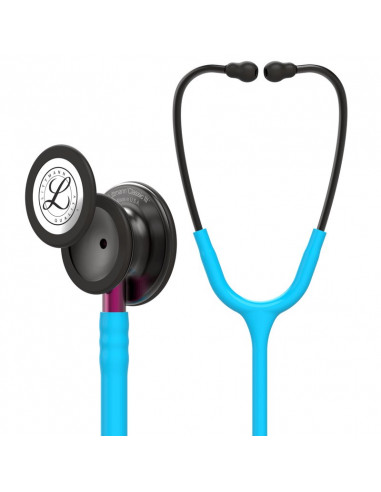 Stetoscopio Littmann Classic III 5872 Tubo turchese, finitura fumo - Gambo rosa