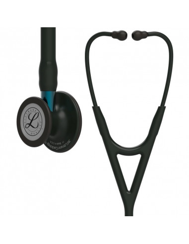 Littmann Cardiology IV stetoskop, sort finish bryststykke, sort slange, blå stilk og sort headset, 6201