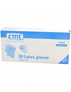 Латексные перчатки CMT High Risk, синие, без пудры, 50 шт.