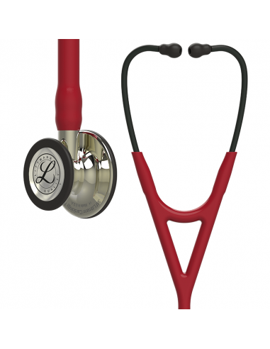 3M Littmann Cardiology IV stethoscope, prsni element i osnova u boji pjenušca, cijev tamnocrvene boje, 6176