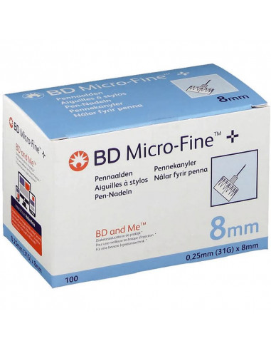 BD Microfine+ 8mm tenkostenné ihly do pera, 100 kusov