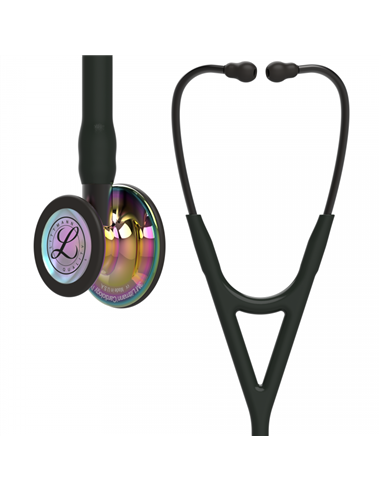 Littmann Cardiology IV Stethoscope High Polish Rainbow-Finish Chestpiece, Black Tube, Smoke Stem and Smoke Headset, 27 inch, 624