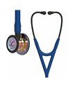 Littmann Cardiology IV Stethoskop hochglänzendes, regenbogenfarbenes Bruststück, marineblauer Schlauch, Schlauchanschluss und Oh