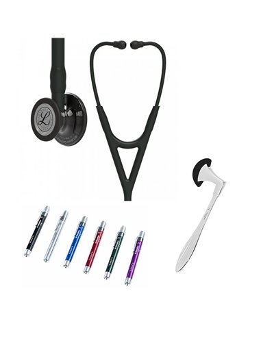 Littmann Cardiology IV Studentbox 6232 bröststycke med blankpolerad rökfinish, svart slang, svart stam och svart headset