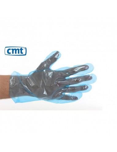 PE rukavice, modré, zdrsnené 30cm, 25my 100 kusov